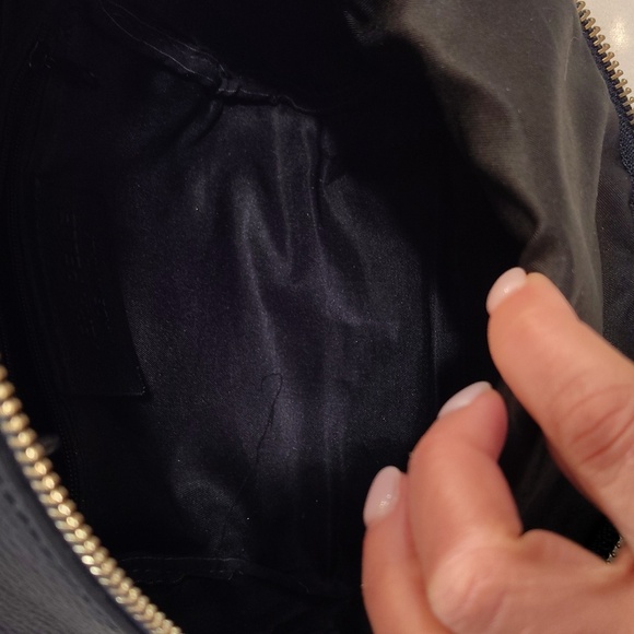 Vera Pelle Convertible Backpack Purse Bag Navy With removable Straps Italy Made - Picture 9 of 14